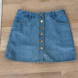 Denim Button-Front Skirt